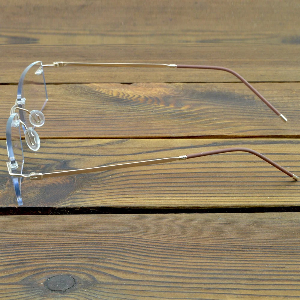 Titanium Alloy 15 Layers Coated Medical Silicone Nose Pads Antislip Temple Rimless Frame Reading Glasses +0.75 +1 +1.25To+4