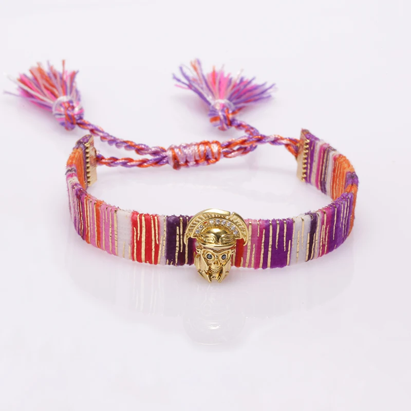 

5 шт./лот этнический Бохо Белый cz проложенный Золотой этнический главный Шарм мягкий хлопок шелк кисточка хвост браслет регулируемый браслет для женщин