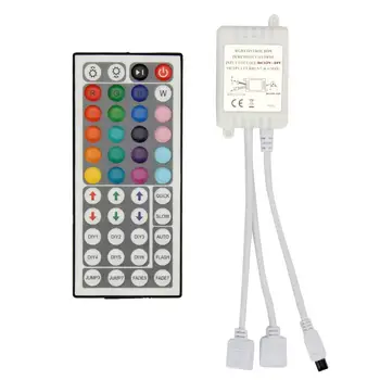 

2-Port 44 Keys Wireless IR Remote Control Dimmer for SMD 5050 3528 RGB LED Strip Lights, Dual 4-pin Output Remote jk1693