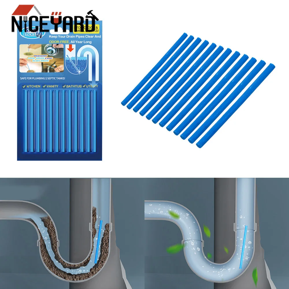 

12Pcs/set Drain Toilet Pipe Cleaner Home Cleaning Hair Clearing Air Cleaner Sink Clogging Remover Tools