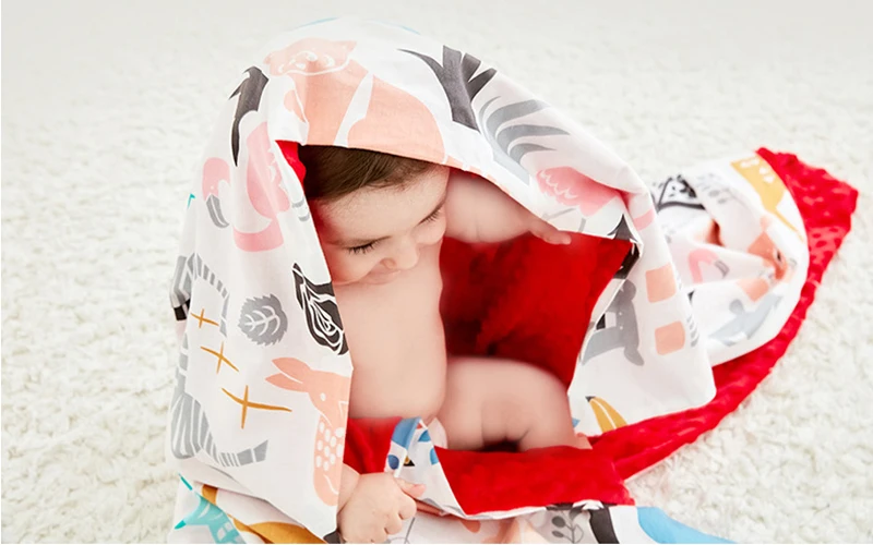 Baby Blankets Newborn Cartoon Animal Baby Swaddles 3D Dot Receiving Blanket Cotton Baby Wrap Winter Envelope for Newborns Bath