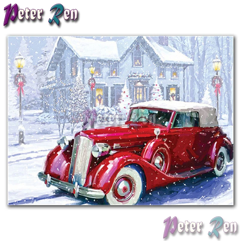 

Christmas car house Diamond Painting Embroider DIY Square or round Mosaic Cross stitch Rhinestone Home Decoration Holiday gift