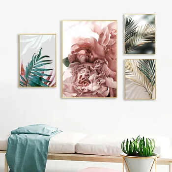 

Scandinavian Nature Plant Flower Canvas Painting Nordic Green Leaves Poster Print Wall Art Picture Home Decoration