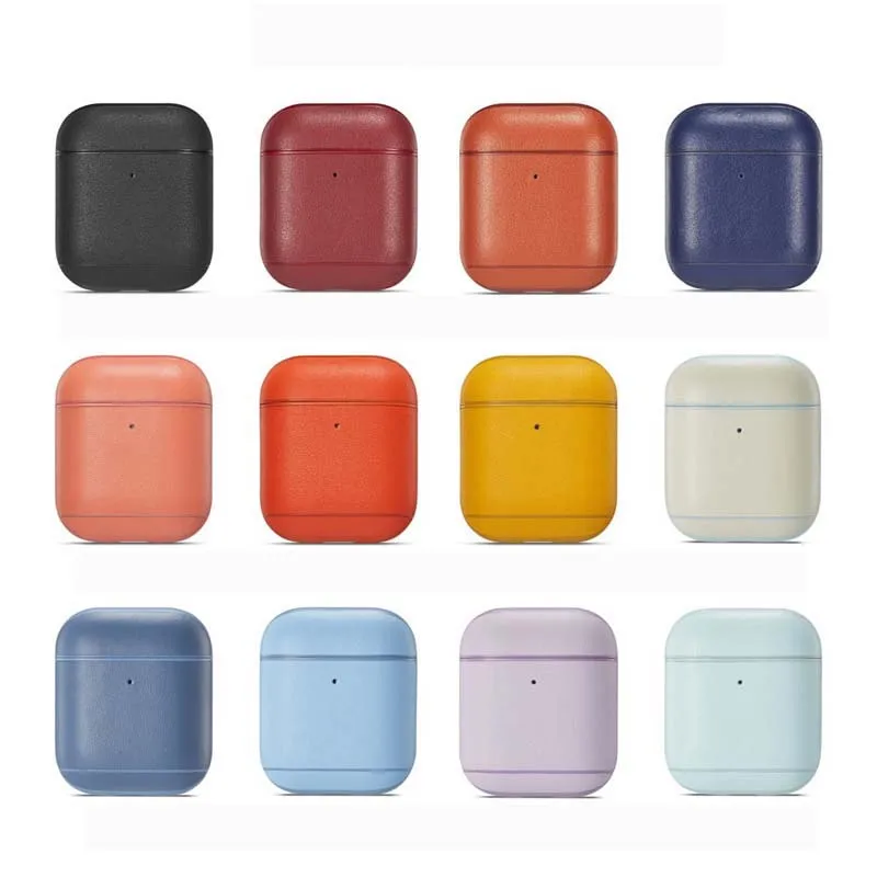 Кожаные и ПК Bluetooth беспроводные наушники Чехлы для Apple AirPods 1/2 защитный чехол зарядная коробка противоударные сумки