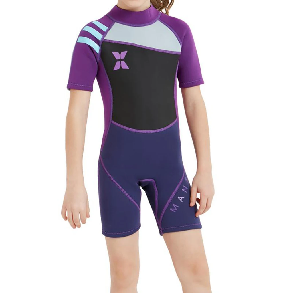 Kids Wetsuit,2.5mm Neoprene Thermal Swimsuit,Short Sleeve Kids Wet Suits for Swimming Scuba Diving,Full Wetsuit for Girls Boys