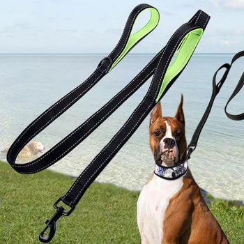 

1.5M Reflective Dog Leash Double Handle Pet Traction Rope Cat Traing Nylon Leashes Pet Supplies
