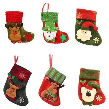 

6Pcs Hanging Pouch Socks Shape Bag Gift Bags Candy Bag for Christmas