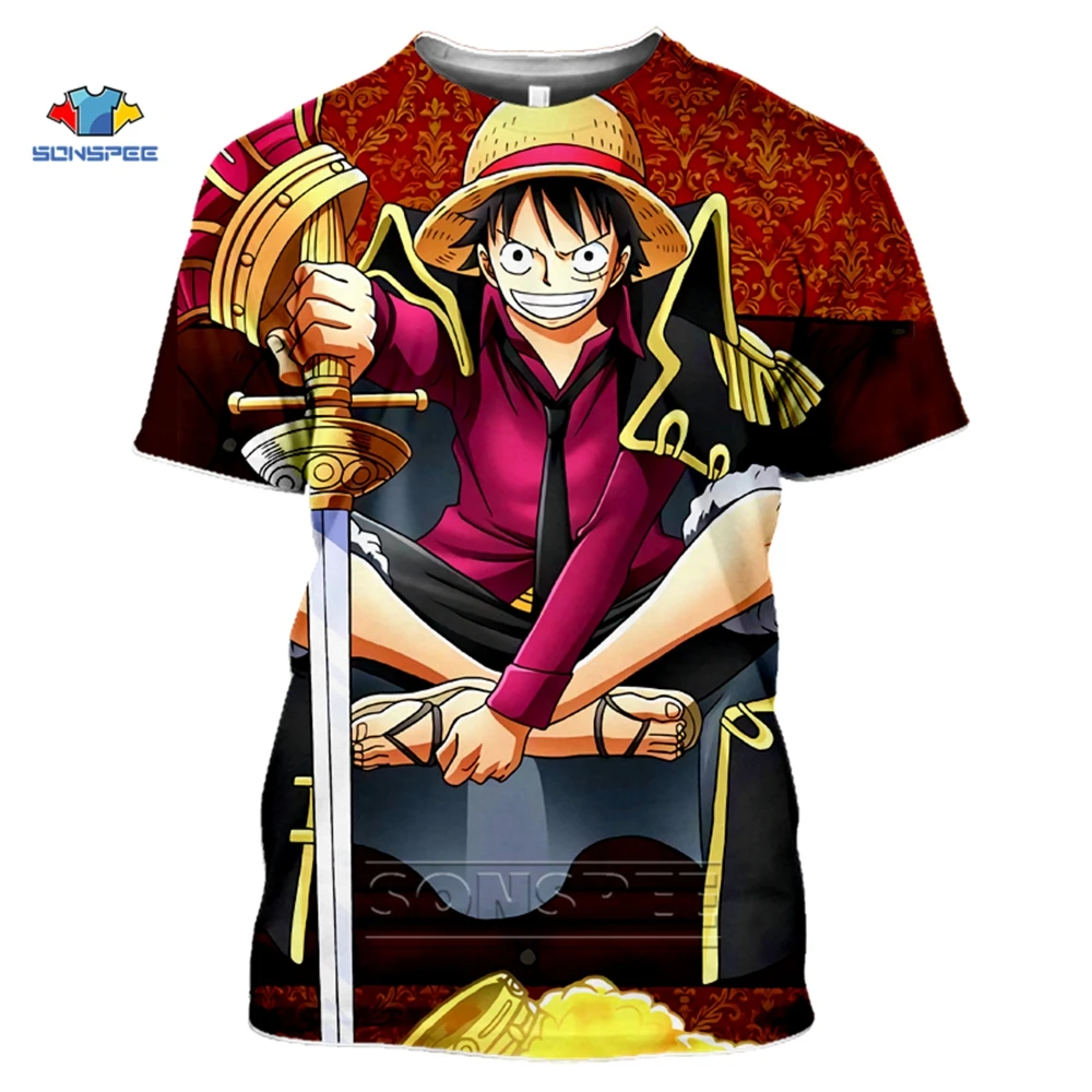 

SONSPEE Japan Harajuku Anime One Piece T-Shirts Women Men Summer Top 3d Print Short-Sleeved Casual Streetwear Gym Tee Shirts