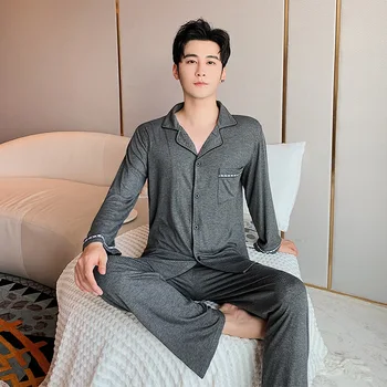 

Pajama Set 20 Autumn and Winter New Men's Home Clothes Loose Large Size Long-sleeved Trousers Suit Sports and Leisure Pajamas
