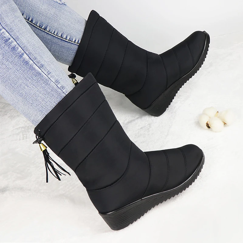 Platform Boots Plush-Shoes Down Mujer Women Ladies Ankle Winter Zapatos Casual