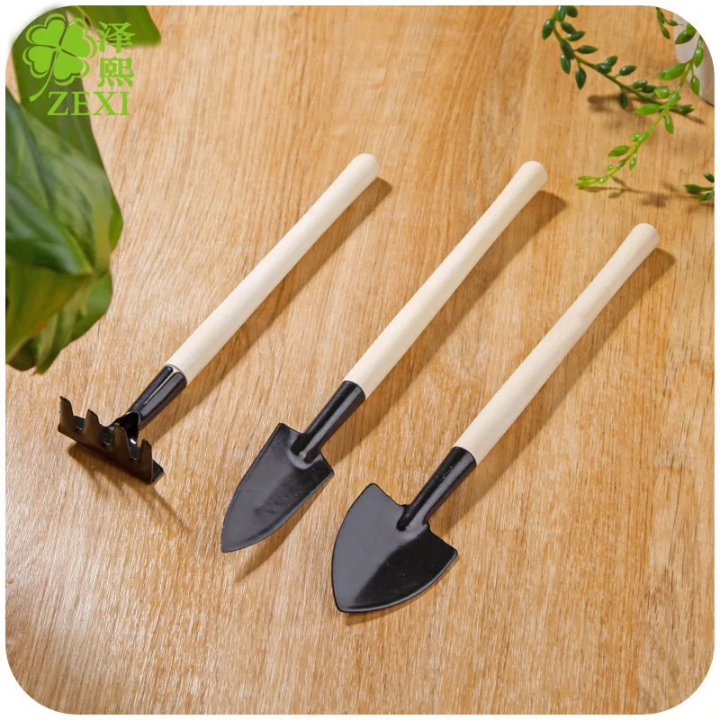 3pcs/set Mini Shovel Rake Set Wooden Handle Metal Head Shovel For Flowers Potted Plants Mini Garden Tool Seed Disseminators