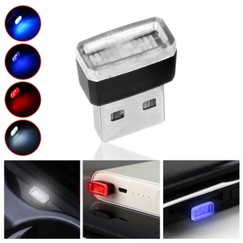 

Car USB LED Atmosphere Night Lights Decorative Lamp Emergency Lighting Universal PC Portable Plug and Play Red/Blue/White/Purple