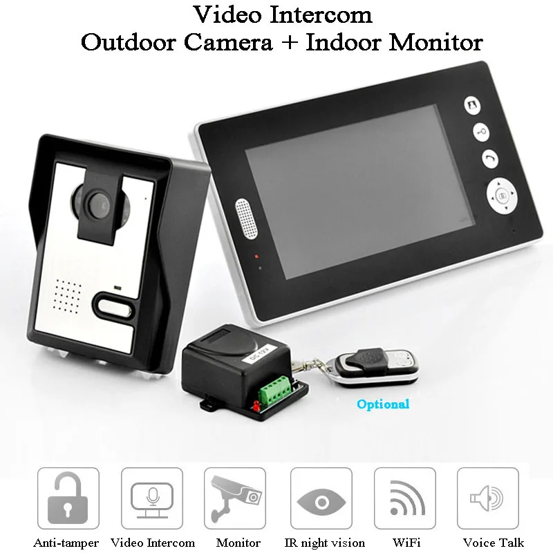 Smart Video Door Phone 7 inch Monitor 2.4GHz HD Camera Waterproof Video intercom Voice talk photograph Doorbell Gate Opener