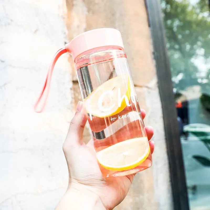 Fruit Juice Water Bottle BPA Free Plastic Square Korean Style Sport Drink Bottle