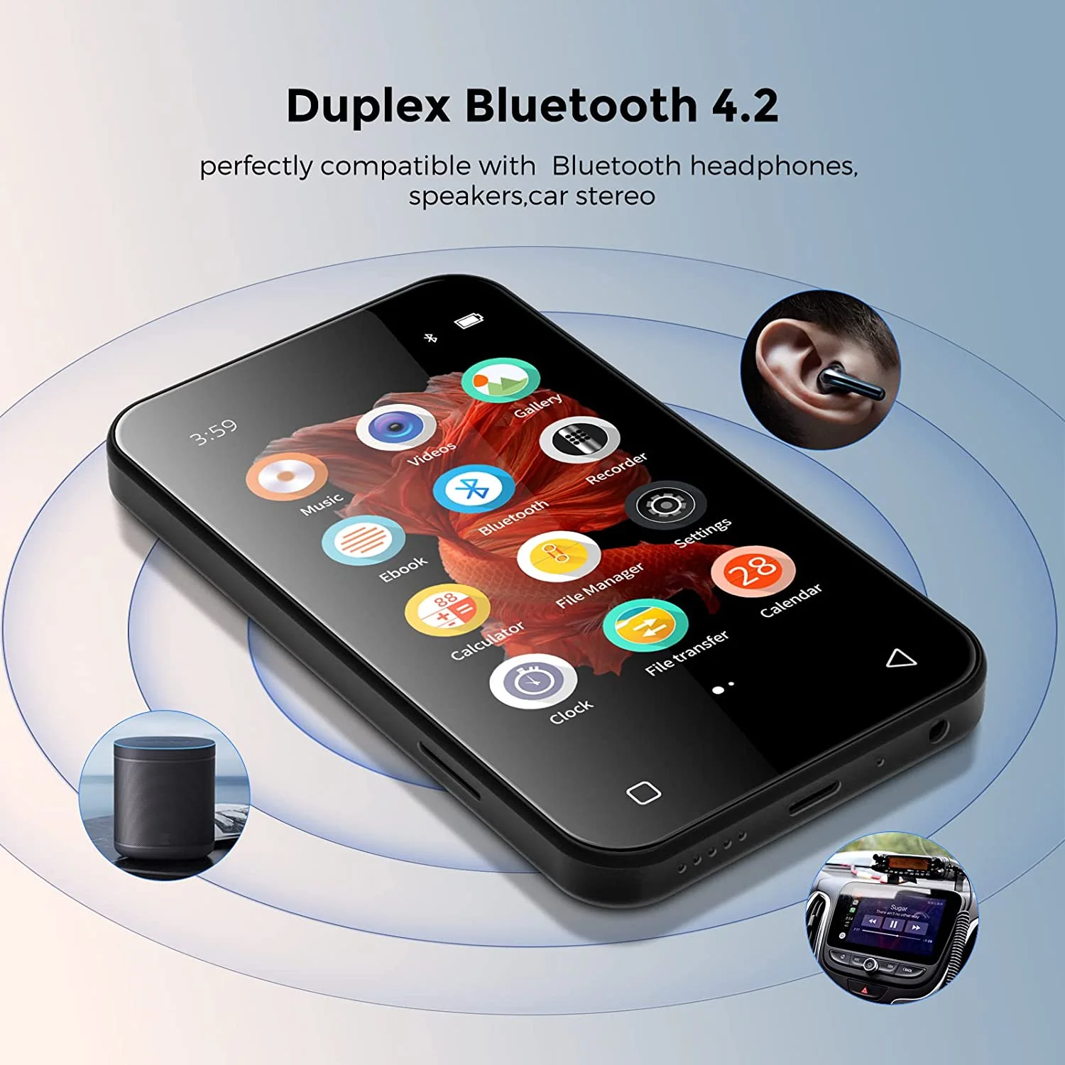 Polegadas do Jogador Bluetooth com Gravador de Bluetooth Portátil de 4.0 Mp3 de Wifi Suporte do E-book para Expandir a Memória de 256gb Tela Táctil Completa Mp4 - - Image 4