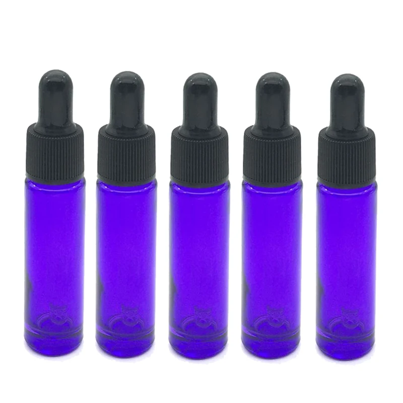 5pcs Purple-blue 1/5/10 шт 10 мл стеклянная бутылка с пипеткой с чистый Стекло флакон-капельница образца духов мини трубы сосуд для эфирных масел - Цвет: 5pcs Purple-blue