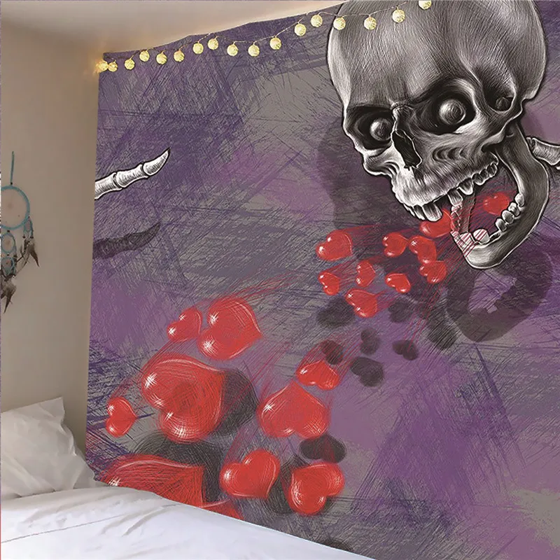 New Custom Tapestry Horror Halloween Decoration Sugar Skull Pumpkin Tapestry Waterproof Multi-function Blankets Carpet Yoga Mat - Цвет: 1