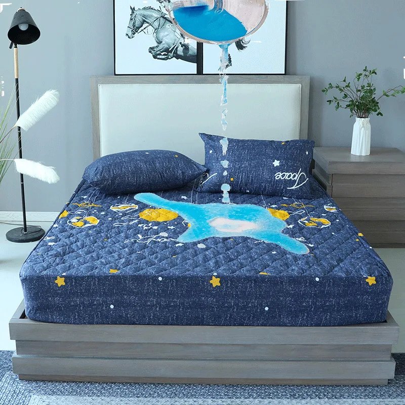 

LAGMTA 1pc 100% polyester Fitted sheet thicken quilted mattress cover Four-sided rubber band customizable