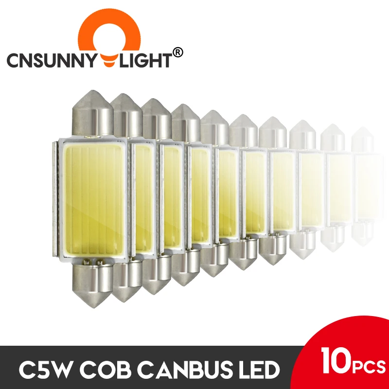 CNSUNNY светильник 10 шт C10W C5W Canbus LED гирлянда из початков 31 36 39 41 мм 12 в белые лампы