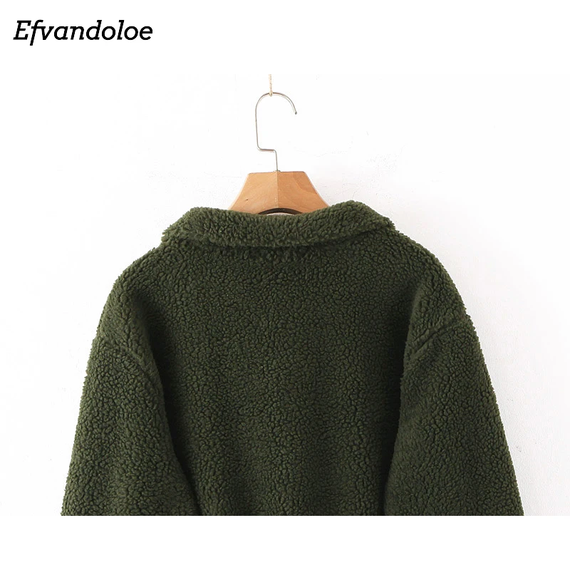 Efvandoloe флисовый Женский свитшот, пуловер, осенняя одежда, повседневные зеленые свитшоты, sudadera mujer