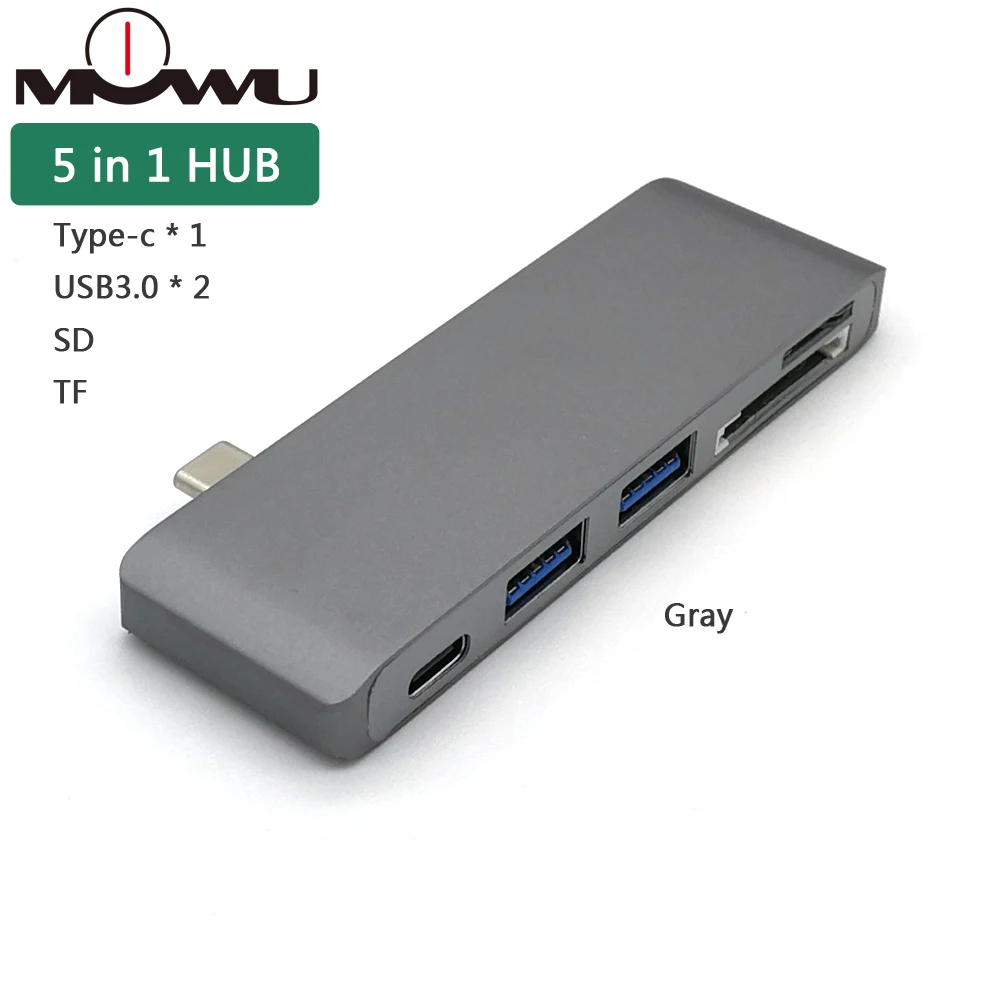 USB-C концентратор к HDMI адаптер Thunderbolt 3 USB C Узловая док-станция с USB 3,0 концентратор PD TF SD кард-ридер для MacBook Pro - Цвет: gray-5in1