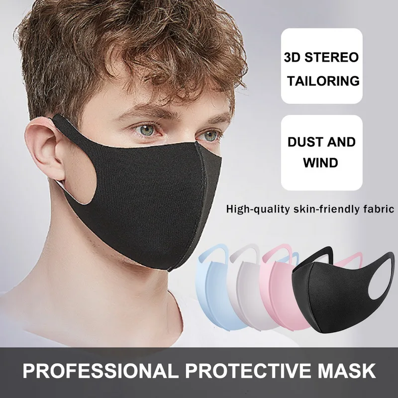 

1PCS/3Pcs Anti Dust Mask Anti Pullution Face Mask Earloop Black Washable Men/Women/Children Windproof Mouth Mask Fast Shipping