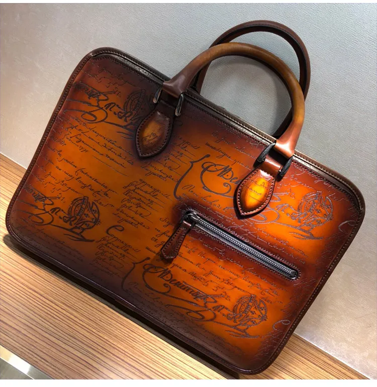 Ручная мужская сумка с надписью Love, портфель, Высококачественная деловая известная брендовая кожаная сумка через плечо, Офисная сумка