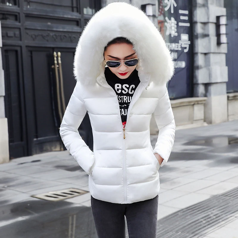 Зимняя куртка женская Новая мода тонкая женская зимняя куртка утепленная парка пуховое хлопковое пальто женская зимняя одежда искусственный Лисий мех