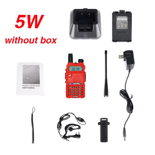 5W Red Baofeng UV-5R рация+ NL770S антенна для мобильных автомобильных радиостанций охотничья станция Макс 150 Вт UV5R UHF VHF трансивер CB Ham радио - Color: 5W Red