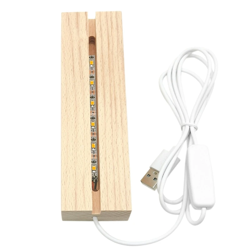 Supporto Espositore In Legno LED Con Dimmer RGB - Base Illuminata Per Cristalli, Vetri E Gioielli, 2 Pezzi