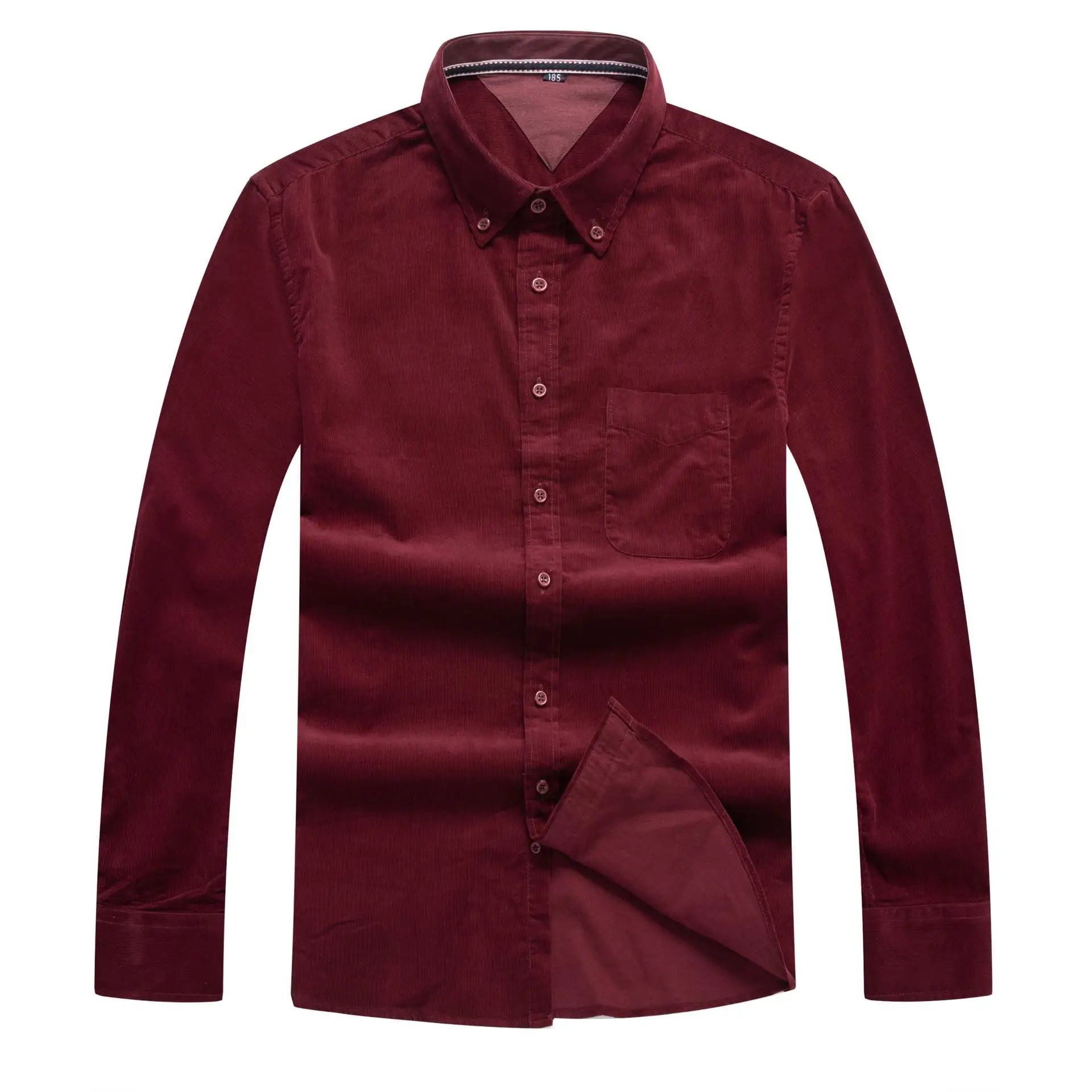 Новое поступление, супер большие вельветовые мужские хлопковые Простые повседневные рубашки с длинным рукавом, высокое качество, плюс размер, XL2XL3XL4XL5XL6XL7XL8XL - Цвет: wine red
