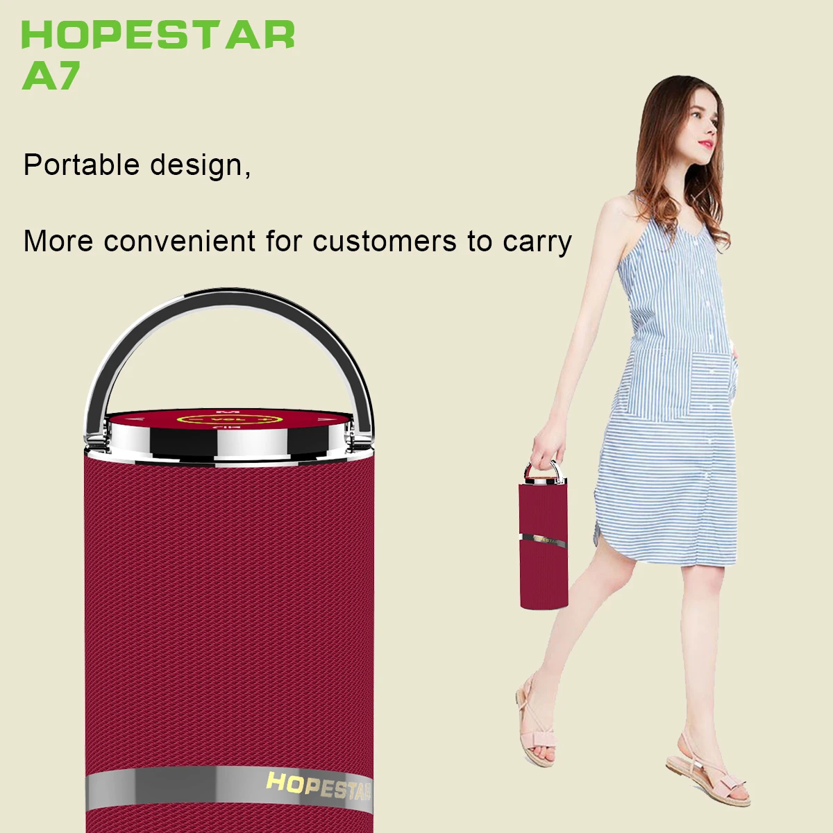 

HOPESTAR-A7 portable wireless bluetooth speaker outdoor waterproof wireless audio subwoofer cylindrical touch high power