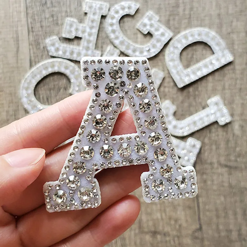 A-Z Letter Clothing Stickers Iron-on Patches Rhinestone Patch Garment Applique 