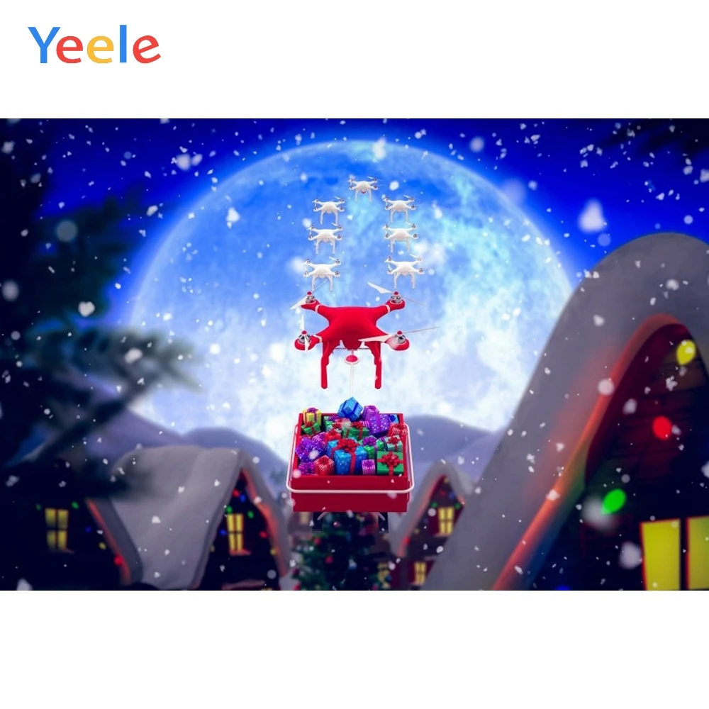 

Photophone Christmas Backdrop Winter Snow Moon Night Santa Claus Tree Vinyl Photography Background For Photo Studio Photocall