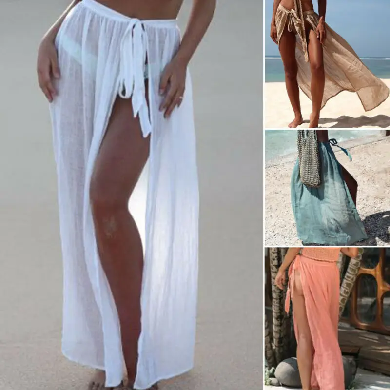 AU 2020 New Women Summer Holiday Beach Sunshine Proof Sexy Lady Cover Up Wrap Maxi Skirt Bikinis Beachwear Sarongs Dresses |