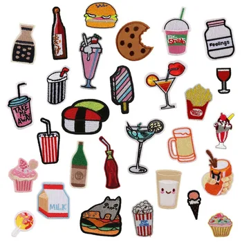 

Milk Cocktail Beer Drink Iron on Patches for Clothing Shirt Jacket Stripes Embroidered Patches Stickers Stage Badge Appliques