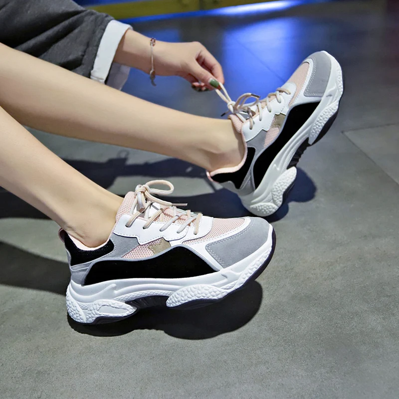 Mlcriyg/Светоотражающий громоздкий кроссовок; женская обувь на платформе; женские дышащие кроссовки на высокой платформе; спортивная обувь для девочек и Пап