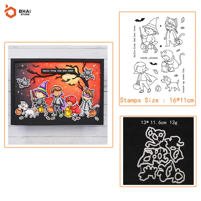 

Halloween Boy Girl Metal Cutting Dies and Stamps DIY Scrapbook Photo Album Decorative Embossing Paper Cards 2021 New