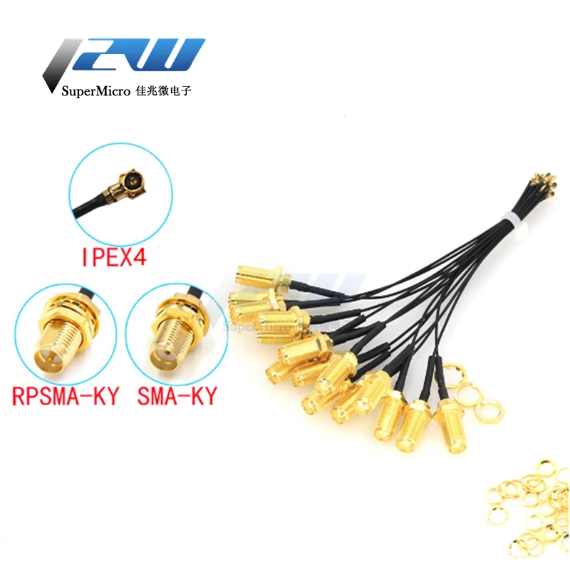 2 pezzi SMA / RP-SMA femmina a MHF4 IPEX IPX RF spina cavo a spirale per Mini scheda PCI da 0.81mm scheda intel WIFI 10cm 15cm 20cm 30cm