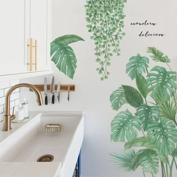 

Wall Stickers Flowers Wall Decorations Living Room Wall Sticker Green Plant Text Sticker Background Wall Decoration Wall Sticker