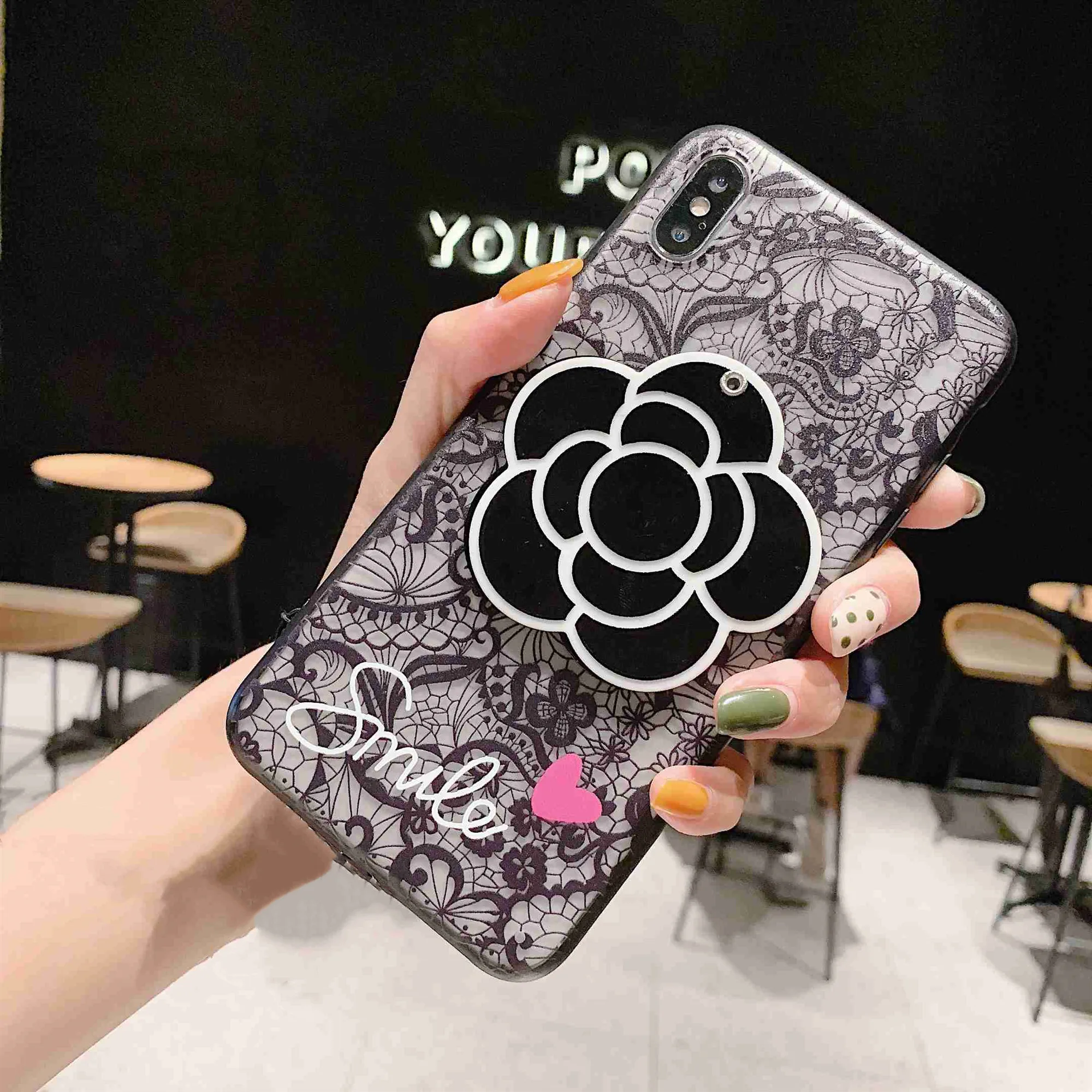 Чехлы для samsung Galaxy S8 S9 Plus, J5, J7 Pro, A3, A5, J530, J730, A320, A520, зеркало для макияжа, форма цветка, рельефный кружевной чехол, Fundas - Цвет: 205