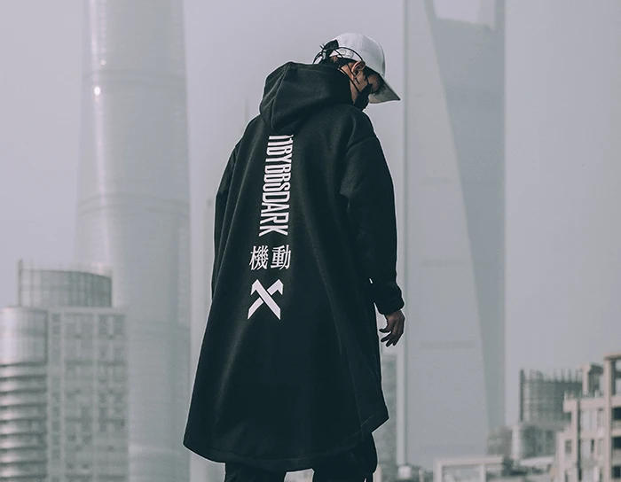 11BYBBSDARK хип хоп Письмо вышитые мужские тренчи с капюшоном куртки модная повседневная Уличная Harajuku карманы флисовая куртка для мужчин