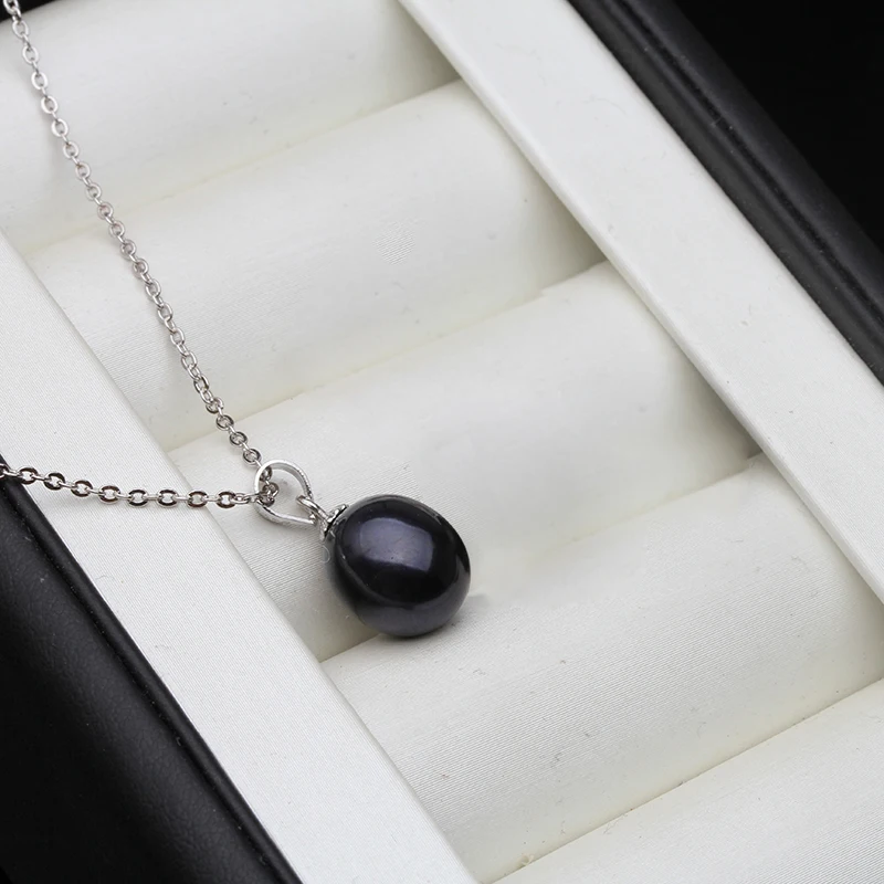 925 Sterling Silver White Natural Freshwater Pearl Necklace Pendant For Women Daughter Birthday Gift