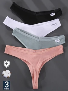 3 шт./компл. стринги, хлопковые трусики, женское нижнее белье, сексуальные трусики, женские трусики, стринги, однотонные трусики, нижнее белье...