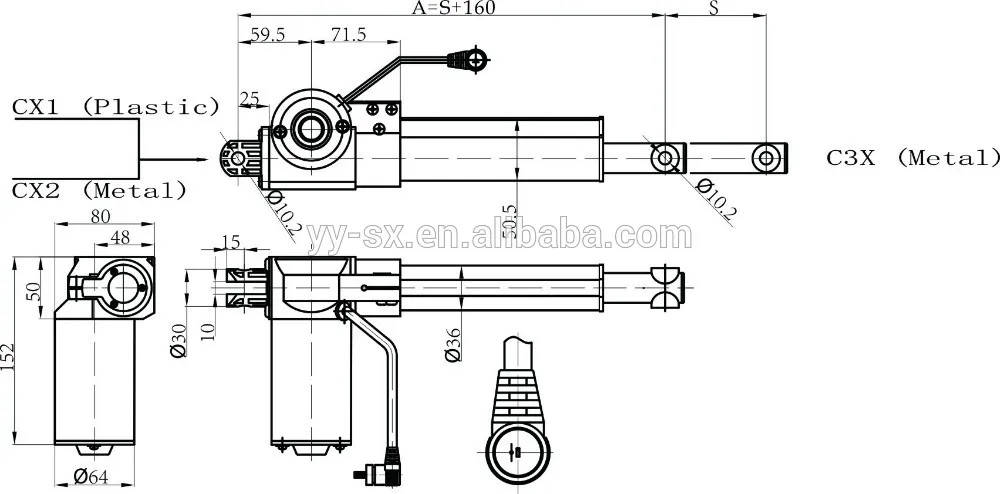 Sanxing  electric linear actuator 24v dc motor
