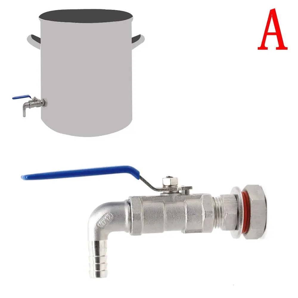 

1/2" 304 Stainless Steel Weldless Compact Ball Valve & Barb-Homebrew Beer Kettle Pot