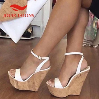 

JOUIR TALONS Brand Design Plus Size 45 Women Sandals High Wedges Peep Toe Platform Pumps Summer Party Woman Shoes