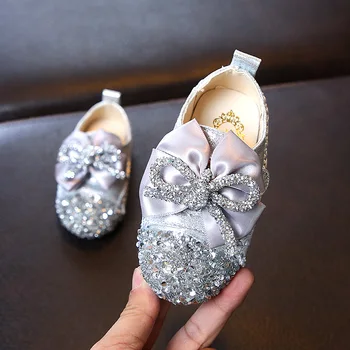 

Little Girls Dress Sequins Bow Princess Party Shoe For Toddler Girl Flat Wedding Shoes Baby Kids Leather Shoes1 2 3 4 5 6 Years