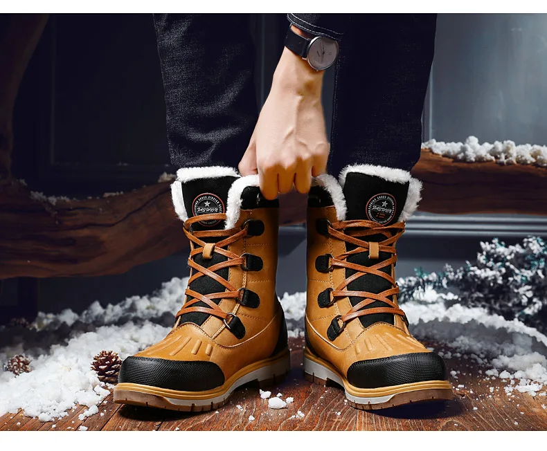 New Quality Waterproof Hilking Boots Super Warm Plush Men's Shoes Winter Ankle Boots Comfortable Hunting Boots Climbing Sneakers