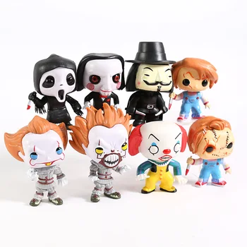 

It Pennywise Saw Billy Scream Death Child's Play Chucky V for Vendetta PVC Figure Model Toys Dolls Child Toys Christmas 8pcs/set